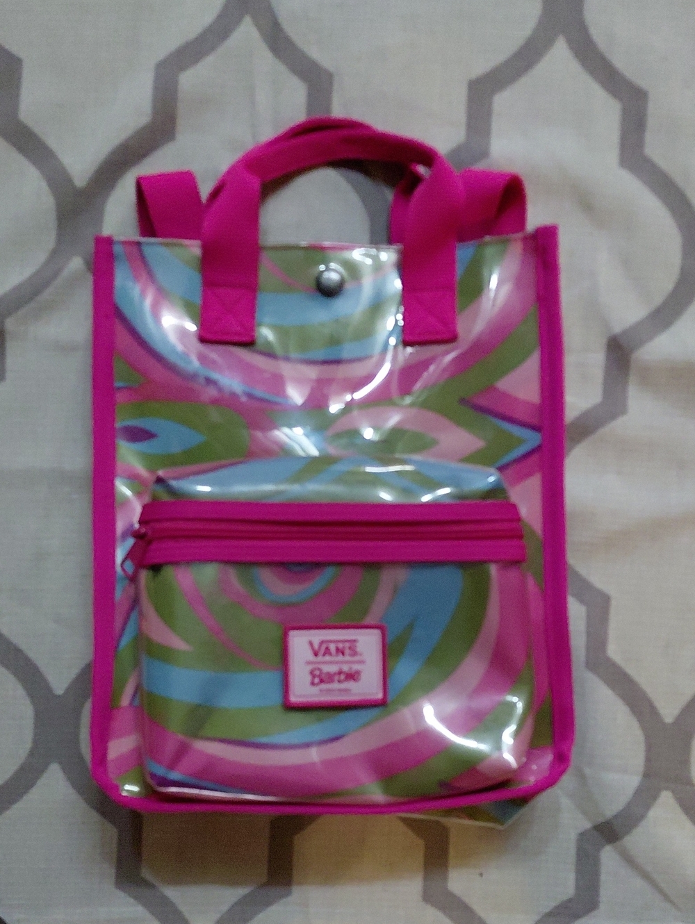 Vans Pink, Green & Blue Swirl Vinyl Tote